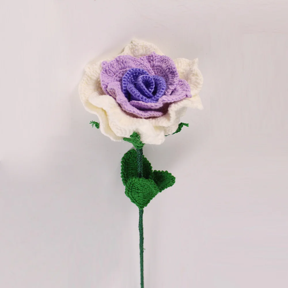 Handmade crochet wool weaving gradient rose home decoration simulation flower