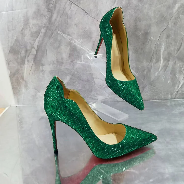 100mm/120mm Women's High Heels Party Wedding Stilettos Patent Red Bottom Rhinestone Pumps VOCOSI VOCOSI