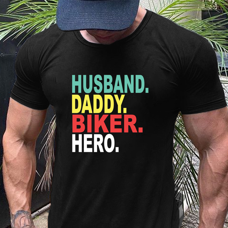 Husband Dad Biker Hero T-Shirt ctolen