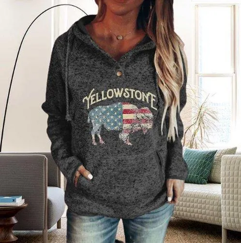 Printed Leisure Long Sleeve Hoodie