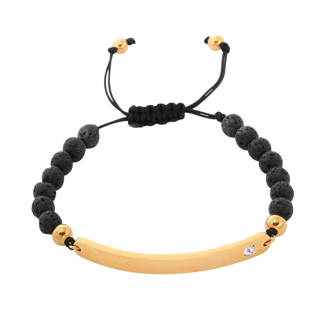 Black Volcanic Stainless Steel Curved Diamond Bracelet