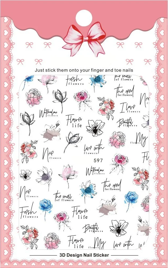 Churchf New 3D Self-Adhesive Bohemia Lovly Red Lips Image Nails Stickers for Nails Sticker Decorations Manicure Z0452-Nail Inspo