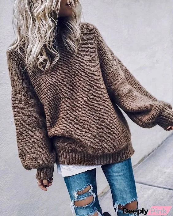 Casual easy turtlenecck sweater knitted sweater