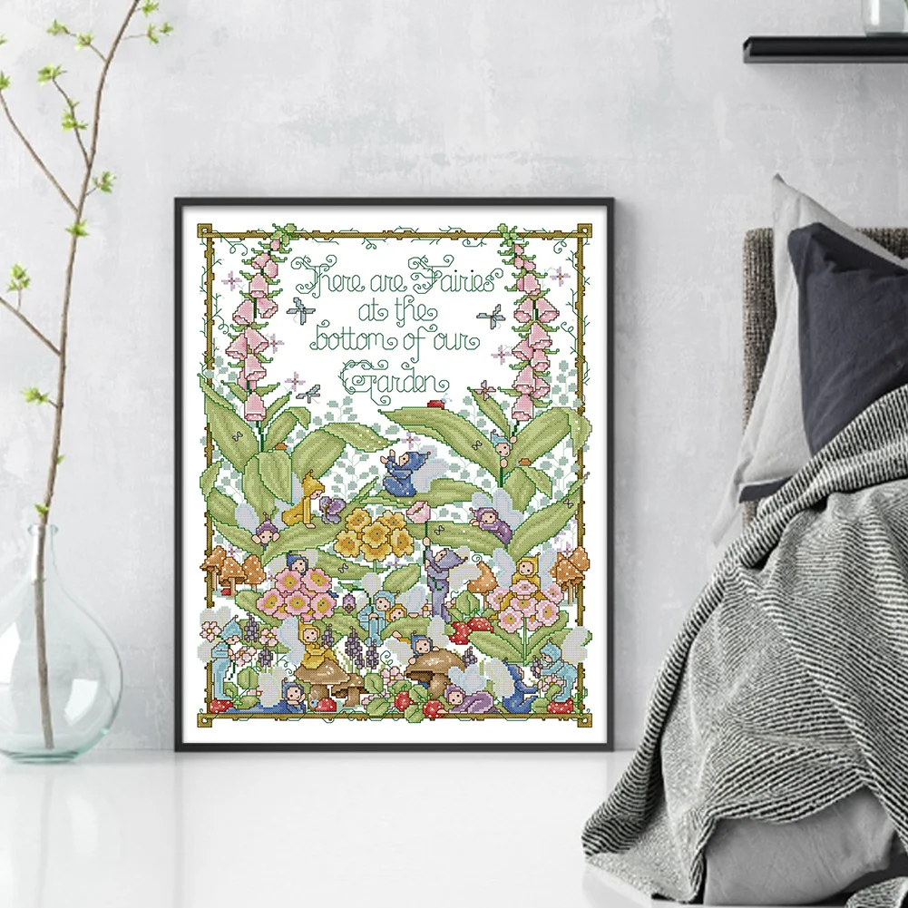 14CT Full Stamped Cross Stitch - Garden Elf(Canvas|41*52CM)