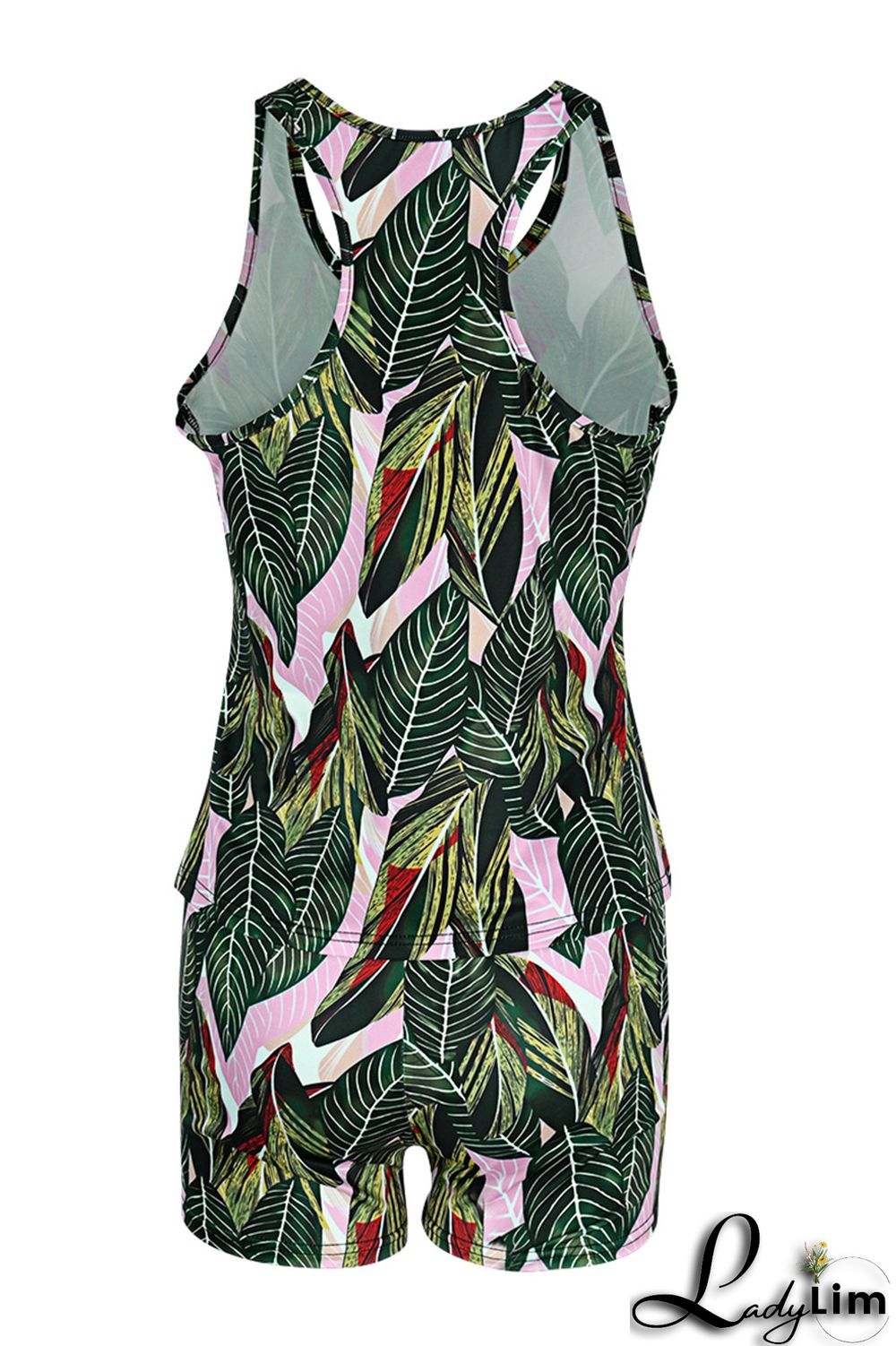 Black Pink Fashion Casual Print Basic U Neck Sleeveless Two Pieces