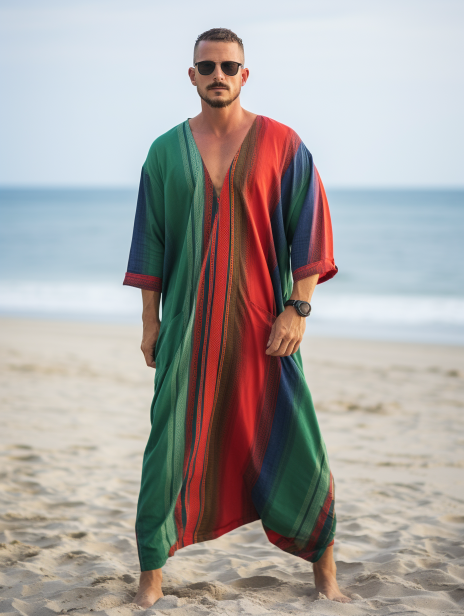 Men's Ethnic V-neck Long Kaftan