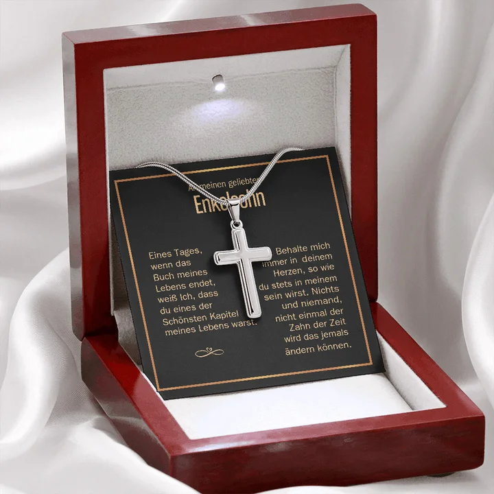 Kettenmachen 925 Sterling Silber An Meinen Geliebten Enkelsohn Kommunion Kreuz Halskette - Geschenk mit Nachrichtenkarte
