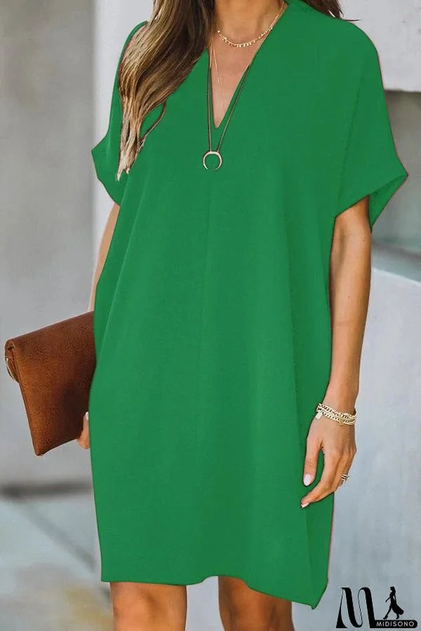 MidiSono - H-Shape Loose Short Sleeve Dress