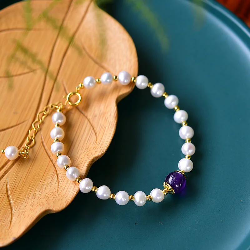 Transfer Beads Amethyst Pearl Bracelet