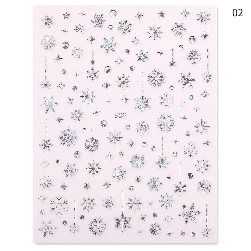 2021 NEW Christmas Slider Nail Art Water Decals Decoration Snowflake Nail Art Sticker DIY Manicures Water Transfer Foil Xmas Gif-Nail Inspo