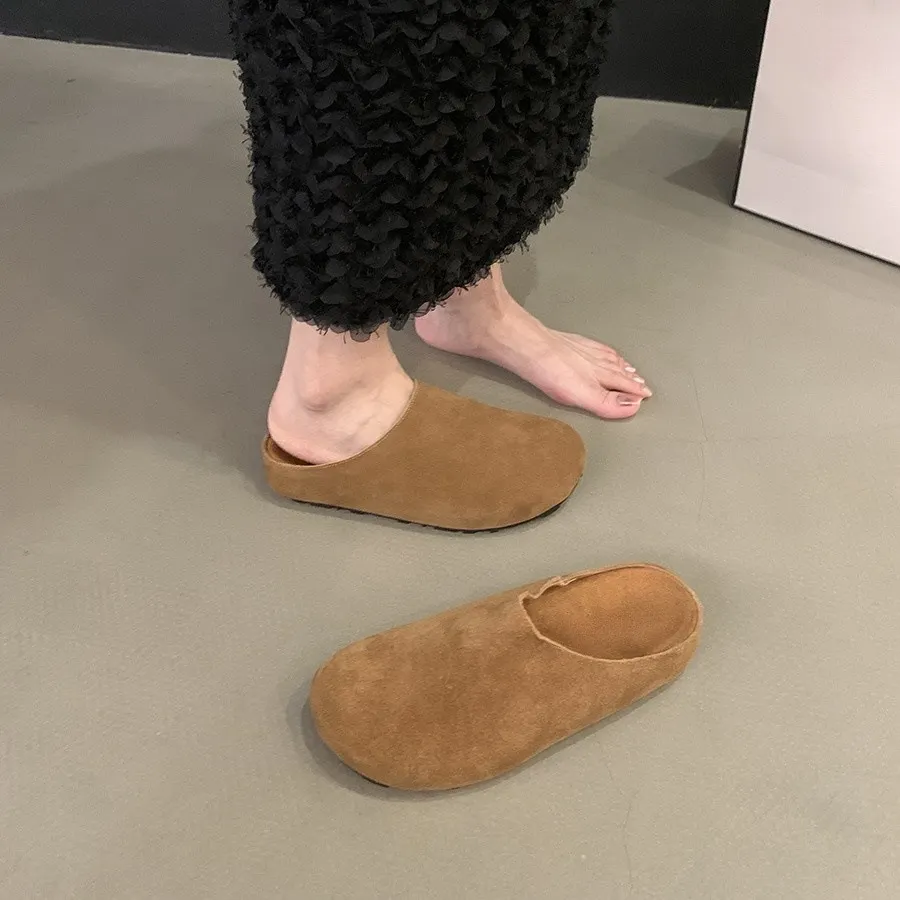 Churchf Churchf Burken Women 2024 New Thick Tou Half Drag Lazy Person Pedal Cork Sandals