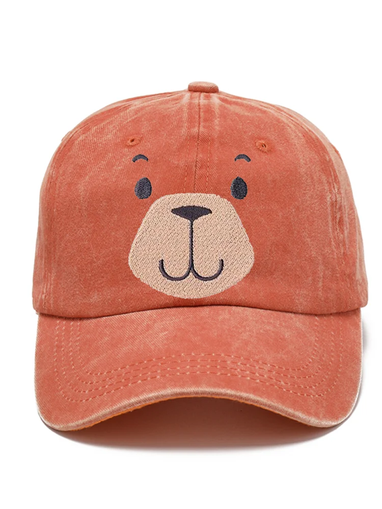 Cute Dog Embroidered Print Linen Blend Hat