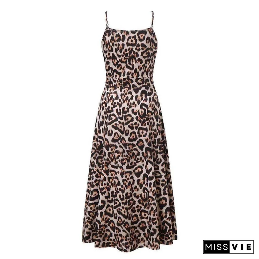 Women Fashion V-neck Tie Waist Floral Sling Dress