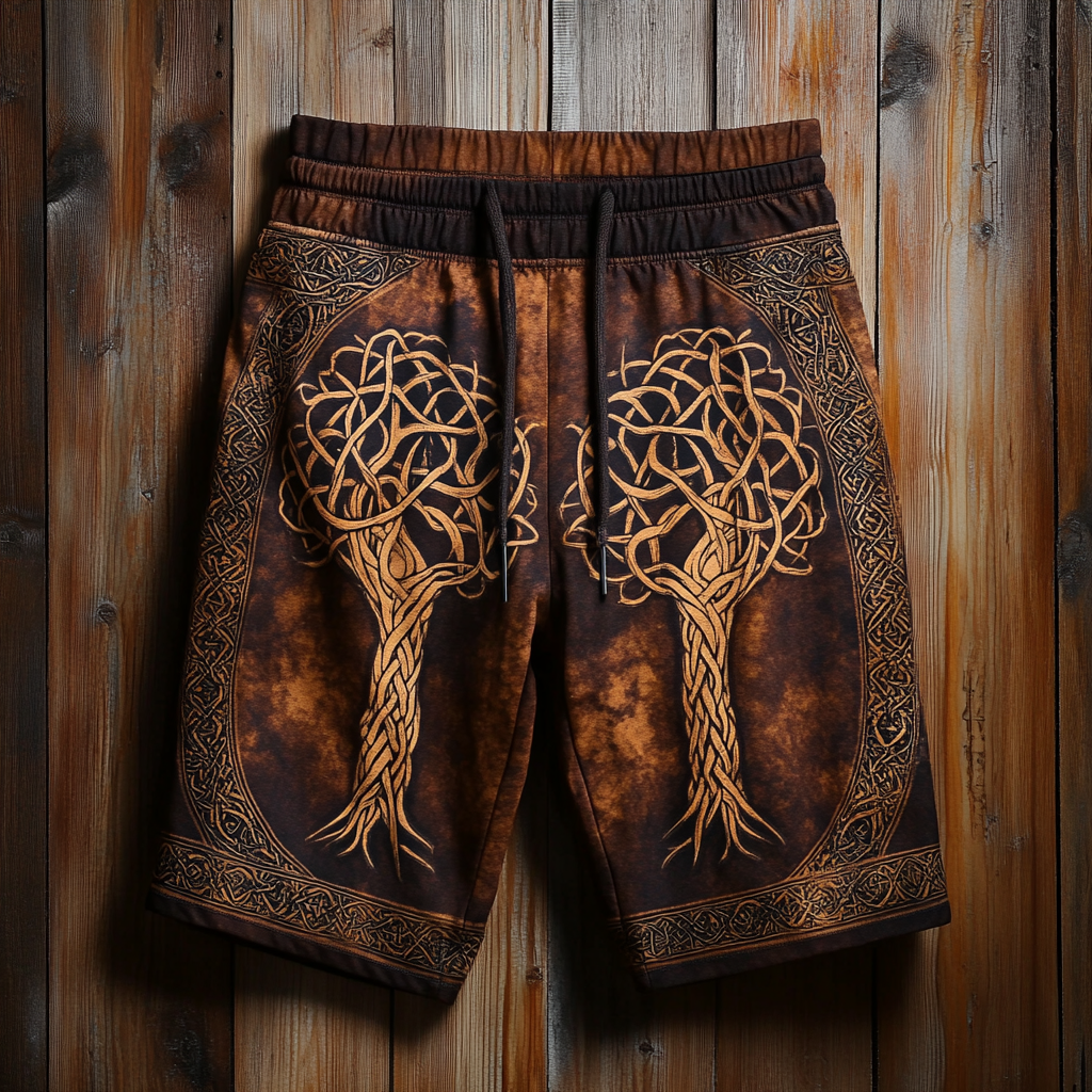 Men's Viking Nordic Totem Life Of Tree Vintage Shorts / Rvogue / Rvogue