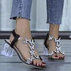 🔥Last Day Promotion 50% OFF - Women's Flower Rhinestone Block Heel Sandals