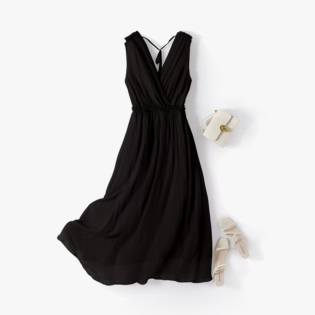 Silk V-Neck Dress Sleeveless Evening Gown Style REAL SILK LIFE