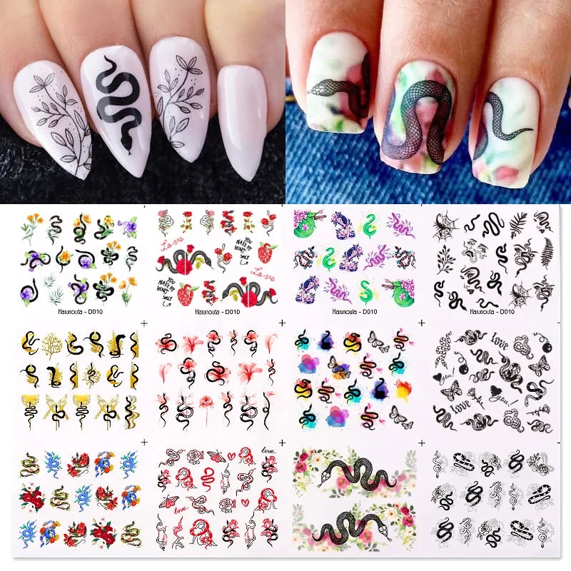 12pcs Valentines Manicures Love Letter Flower Transfer Stickers For Nails Inscriptions Nail Art Decoration Water Sliders Tips