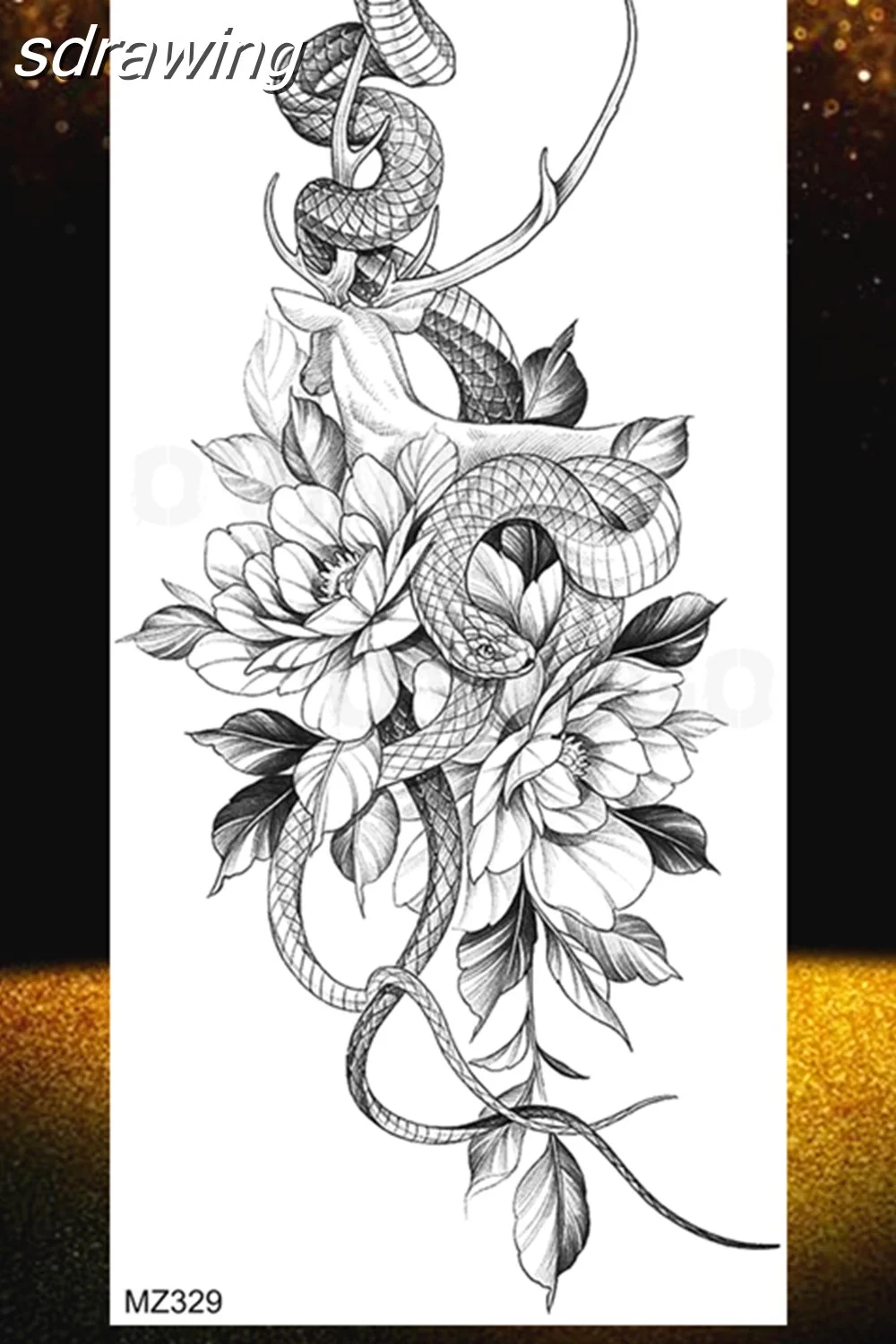  Black Rose Flower Temporary Tattoos Fake Waterproof Tatoo Body Art Arm Leg Floral Peony Bloosom Tattoo Stickers Makeup 928-0