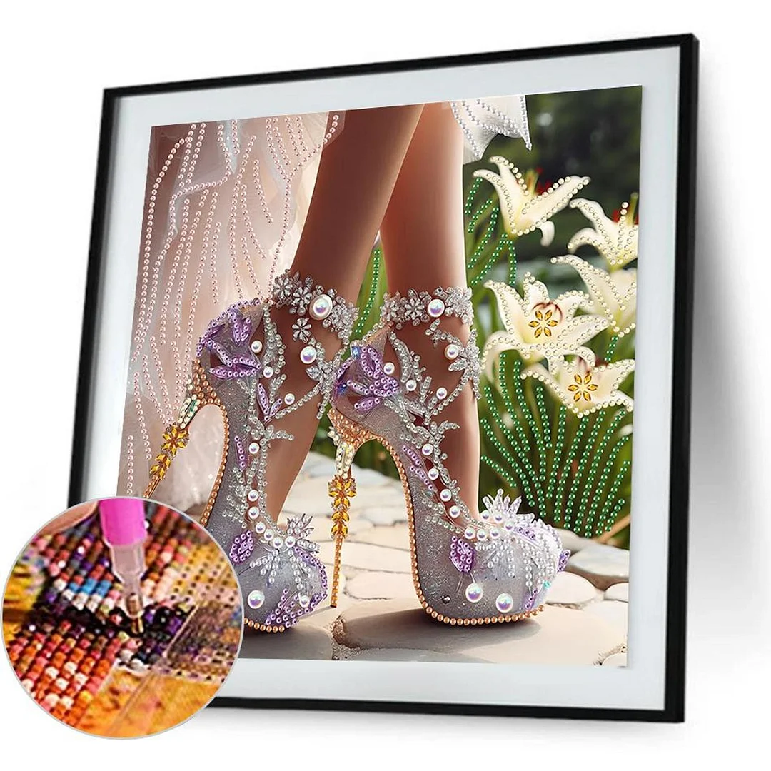 5D DIY Partial Special Shaped Drill Diamond Painting High Heel Decor 30x30cm