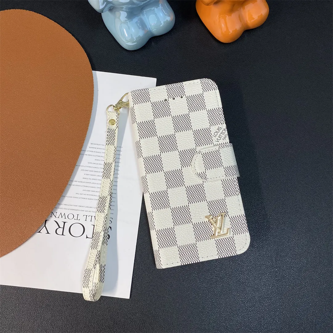 LV Monogram Canvas Wallet Apple iPhone Case Samsung Galaxy Checkerboard Canvas Holster