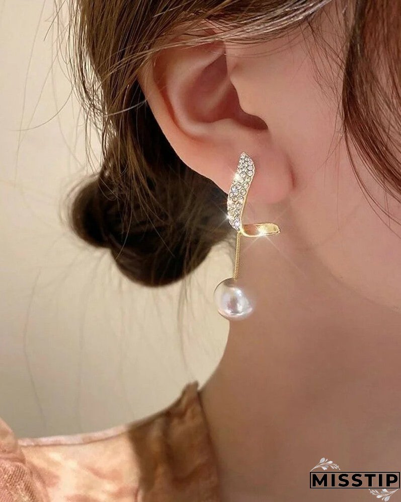 Rhinestone Freshwater Pearl Earrings