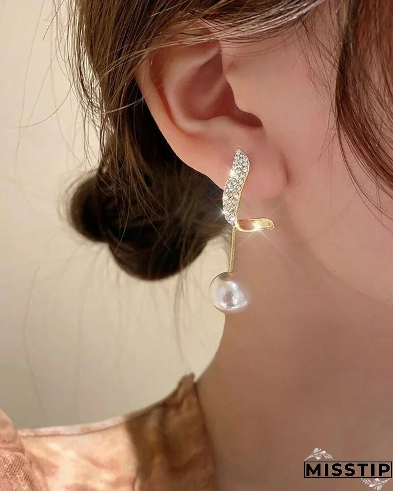 Rhinestone Freshwater Pearl Earrings