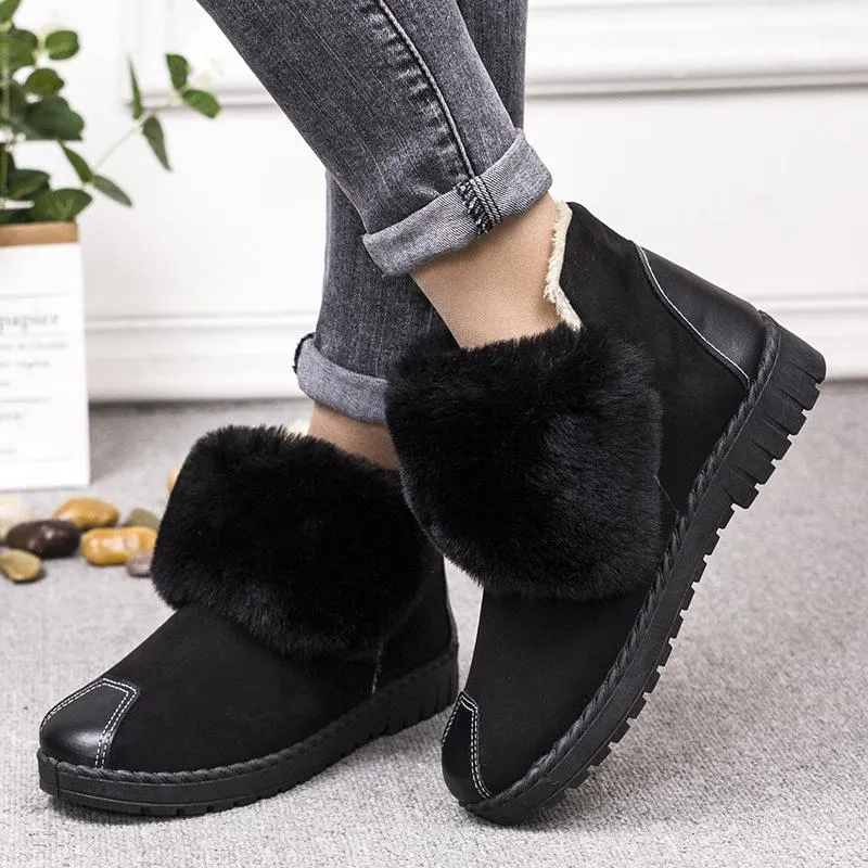 2019 Winter New Women's Boots Flat Snow Boots Plus Velvet Thick Casual Casual Women's Cotton Shoes Zapatos Con Cordones De Mujer