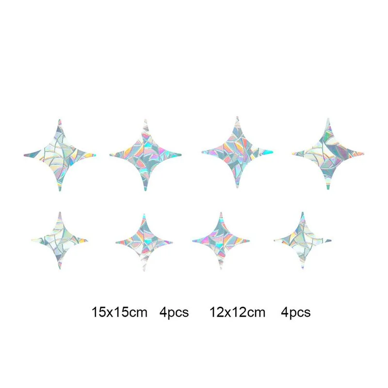 9pcs Electrostatic Glass Stickers Cat Hummingbird Trumpet Rainbow Prism PVC Glue-free Window Film Removable Glass Window Grilles