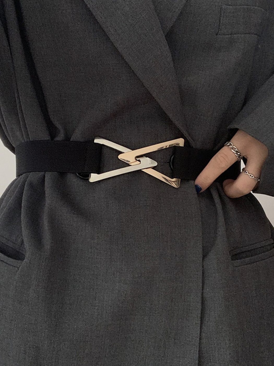 Triangle Buckle Leather Belt
