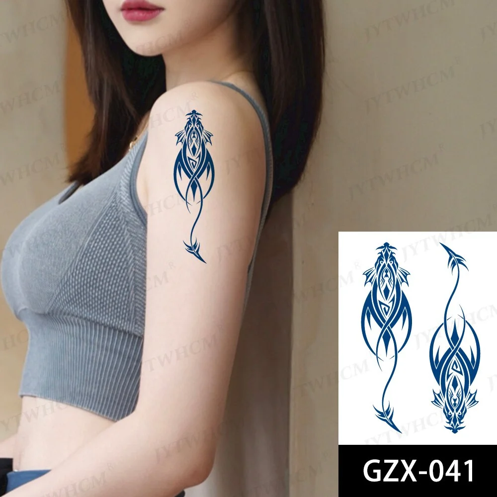 Sdrawing Stickers Semi-permanent Plant Lasting Tattoo Blue Henna Lace Flower Arm Non-reflective Herbal Juice Tattoo Waterproof