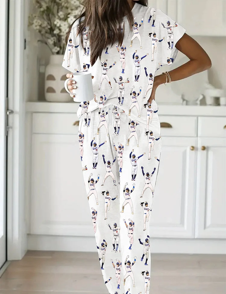 Women's Dodgers Baseball Casual Pajama Set