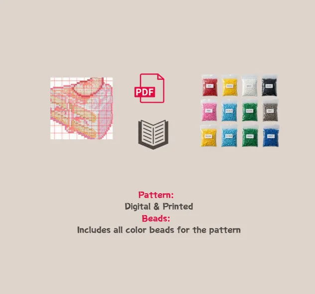 Peach Cake Slice Pixel Pattern Fuse Bead Kit  | Cute DIY Fuse 1425 Beads Set