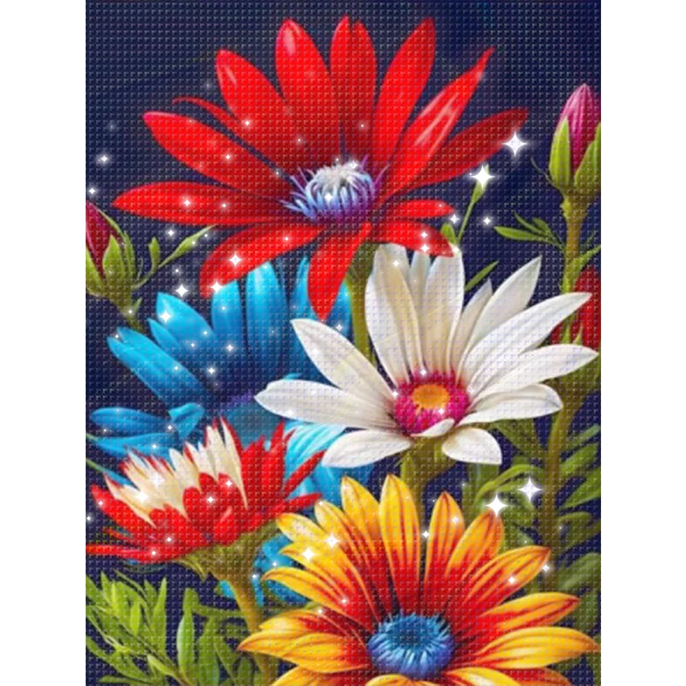 9CT Full Stamped Cross Stitch Bead Embroidery- Flower(Canvas|40*53CM)