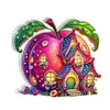 (US Local)Double Sided Special Shape Apple House Diamond Painting LED Light Ornaments