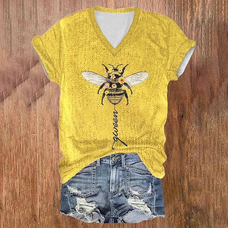 Comstylish Women'S Bee Casual Printed T-Shirt
