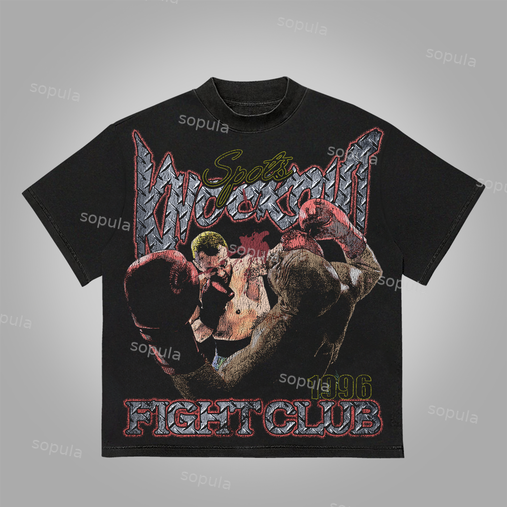 Sopula Vintage Knockout Fight Club Graphics Cotton T-Shirt - Sopula ｜Premium Graphic Tees & Graphic Streetwear
