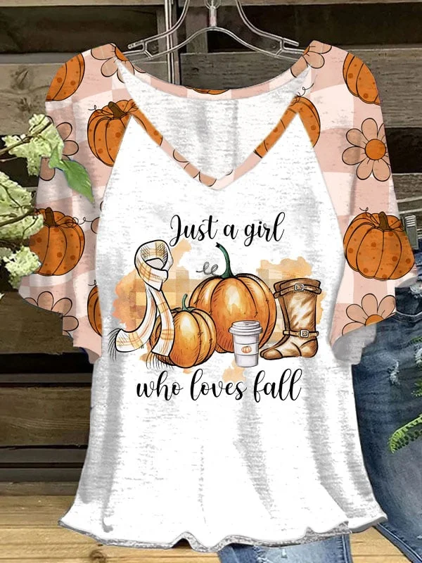 Women's Just A Girl Who Loves Fall print Casual T-shirt