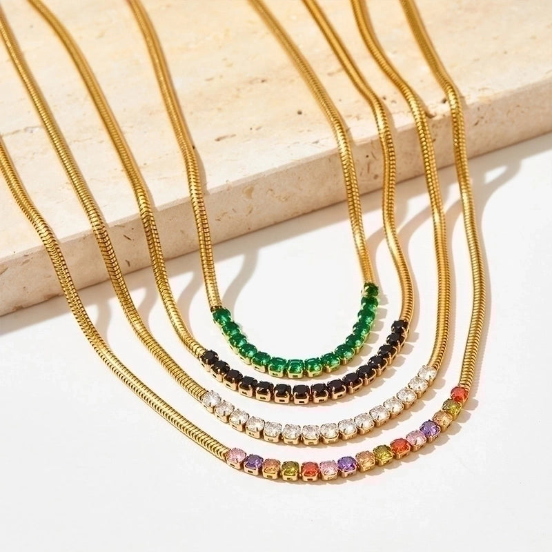 3 Pieces 304 Stainless Steel Titanium Steel 16K Gold Plated White Gold Plated Gold Plated Retro Plating Inlay Geometric Bracelets Necklace