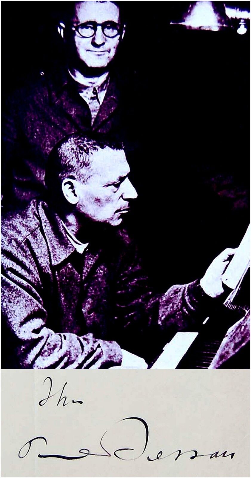 Composer PAUL DESSAU Hand SIGNED AUTOGRAPH + Photo Poster painting +DECORATIVE MAT Brecht JEWISH