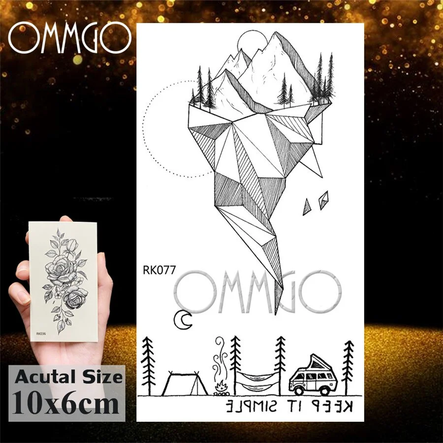 Sdrawing Doodle Tiger Flash Geometric Temporary Tattoos Sticker Diamond Fake Tatoos For Kids Boys Custom Tattoo Body Art