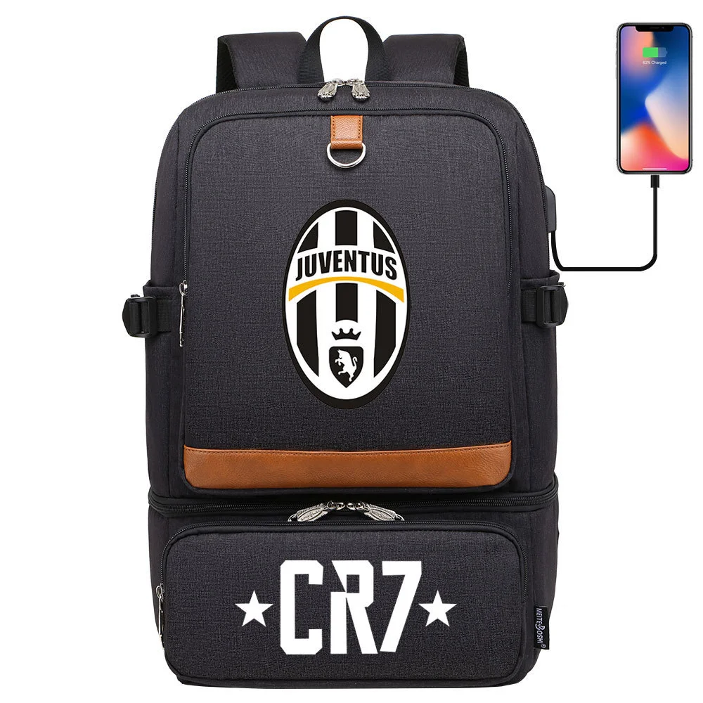 Buzzdaisy Get Sports-Ready with Cristiano Ronaldo Printed Multi-Storage Backpack w/ USB and Laptop Space
