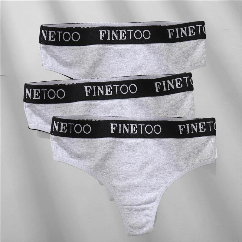 FINETOO 2/3PCS Cotton Sexy Underwear G-string Women M-XL Panties Fashion Letter Waist Femme 2021 Underpant For Woman Thong Girls