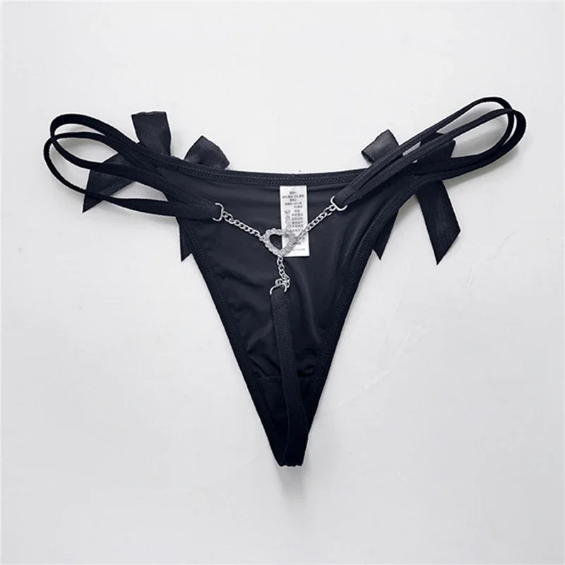 Billionm Cotton Sexy Panties Metal Chain Briefs Thin Thongs Erotic Women's Underwear Low Waist Traceless Seamless Girls G-Strings