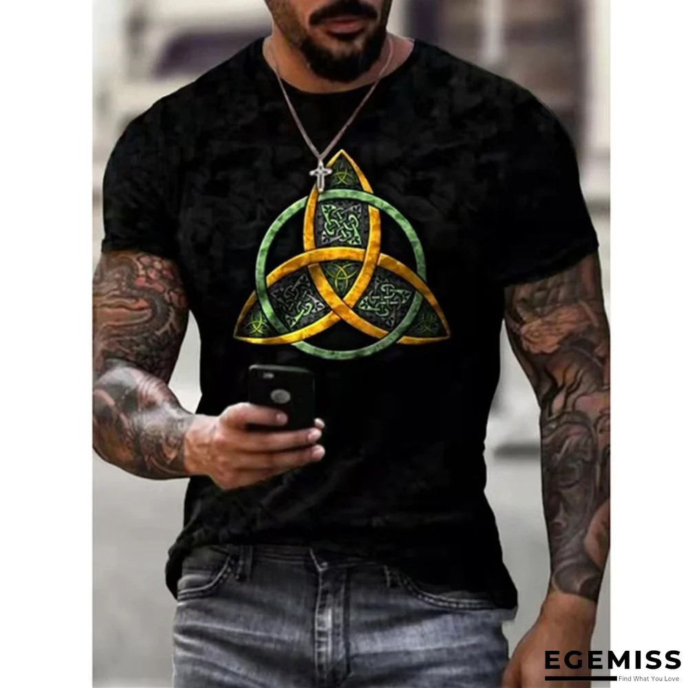 3D Printed Old Large Men's Short Sleeve Ethnic Letter Style T-shirt | EGEMISS