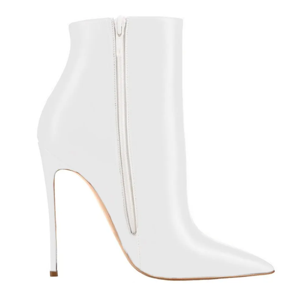 120mm Women's Ankle Boots Closed Pointed Toe Stilettos Matte Booties-vocosishoes