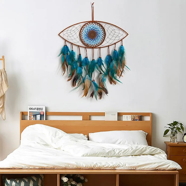 Olivenorma Evil Eye Green Brown Feathers Dream Catcher