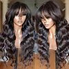 Glueless Black Long Hair Loose Deep Wave Wigs with Bangs