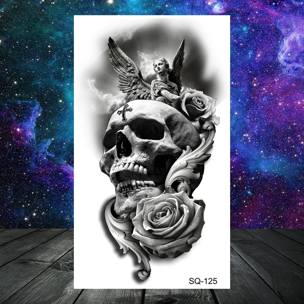 Thorns Wolf Dragon Scorpion Temporary Tattoos For Adult Men Boy Skull Tiger Lion Compass Fake Tattoo Neck Arm Hands Small Tatoos