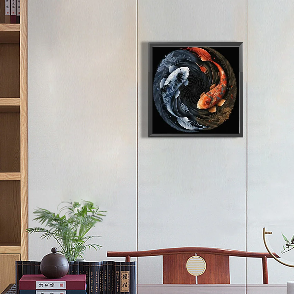 Diamond Painting - Full Round Drill - Yin Yang Fish(30*30cm)