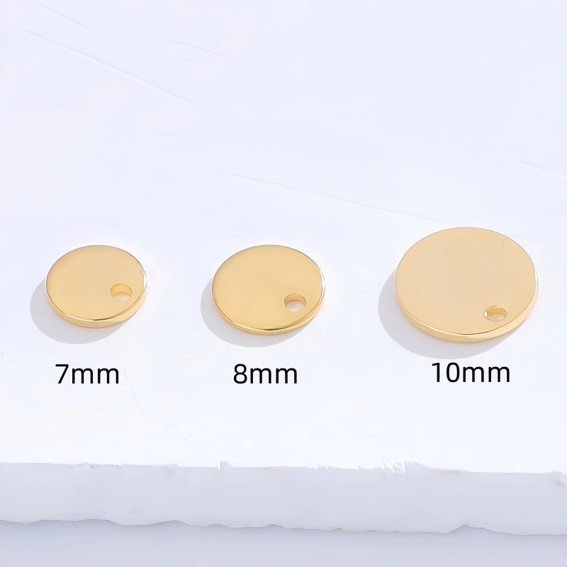 30pcs 7.5mm*13.5mm 1.2mm 304 Stainless Steel Gold Plated Round Machine Barrel Burnishing Pendant Jewelry Accessories